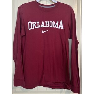 NIKE OU Oklahoma Sooners regular fit cotton red long sleeve‎ t-shirt sz S